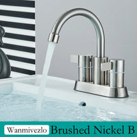 Wanmivezlo Integrated Basin Brass Sink Faucet With Double Handle Hot And Cold Water Deck Installation Wash Basin Faucet