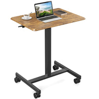 JHK Portable Computer Desk Laptop Height Adjustable Table Mobile Sitting Workstation Lockable Wheels Suitable For Work Learning