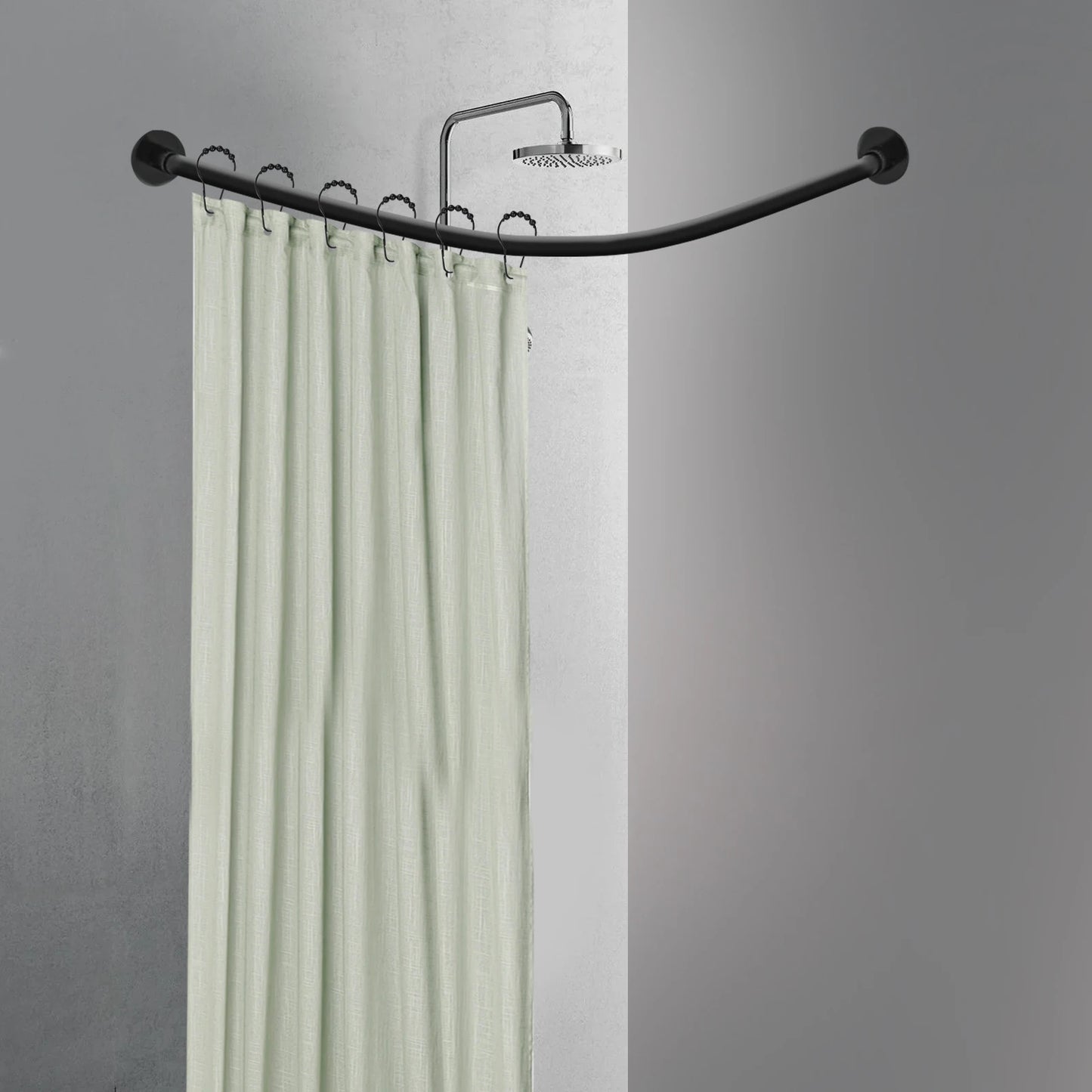 L-Shape Shower Curtain Rail,No Drilling Shower Rail Corner Bathtub Stainless Steel Telescopic Rod, Wardrobe Bathroom Shower Rod