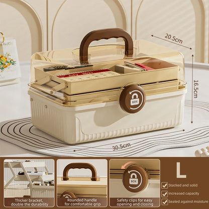 Large Capacity Medicine Box Cosmetic Home Storage Box Multi-Layer with Handle Jewelry Nail Polish Makeup Desktop Container Tool