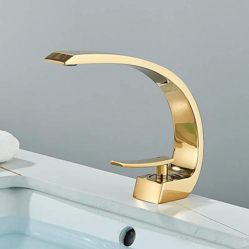 Luxury Brass Basin Faucet Deck Mounted Black Hot Cold Water Bathroom Basin Wash Mixer Tap Single Hole For Bathroom