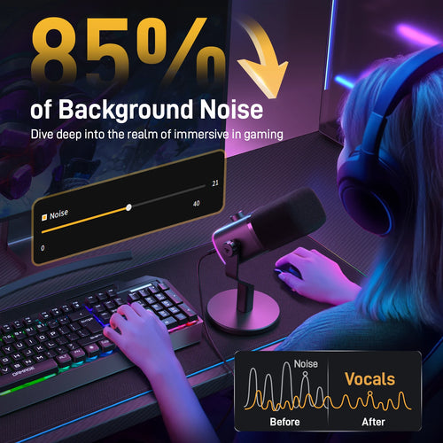 MAONO PD100X Dynamic Microphone.Software Noise Reduction Included.RGB gaming mic.Enhances gaming experience.Ideal for recording