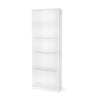 5-Shelf Bookcase with Adjustable Shelves,Solid Wood/Closed Back/Display Bookshelf for Living Room,Bedroom,Home and Office,White