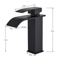 Bathroom Black Waterfall Basin Sink Faucet Brass Cold Hot Water Mixer Vanity Tap Deck Mounted Washbasin Tap