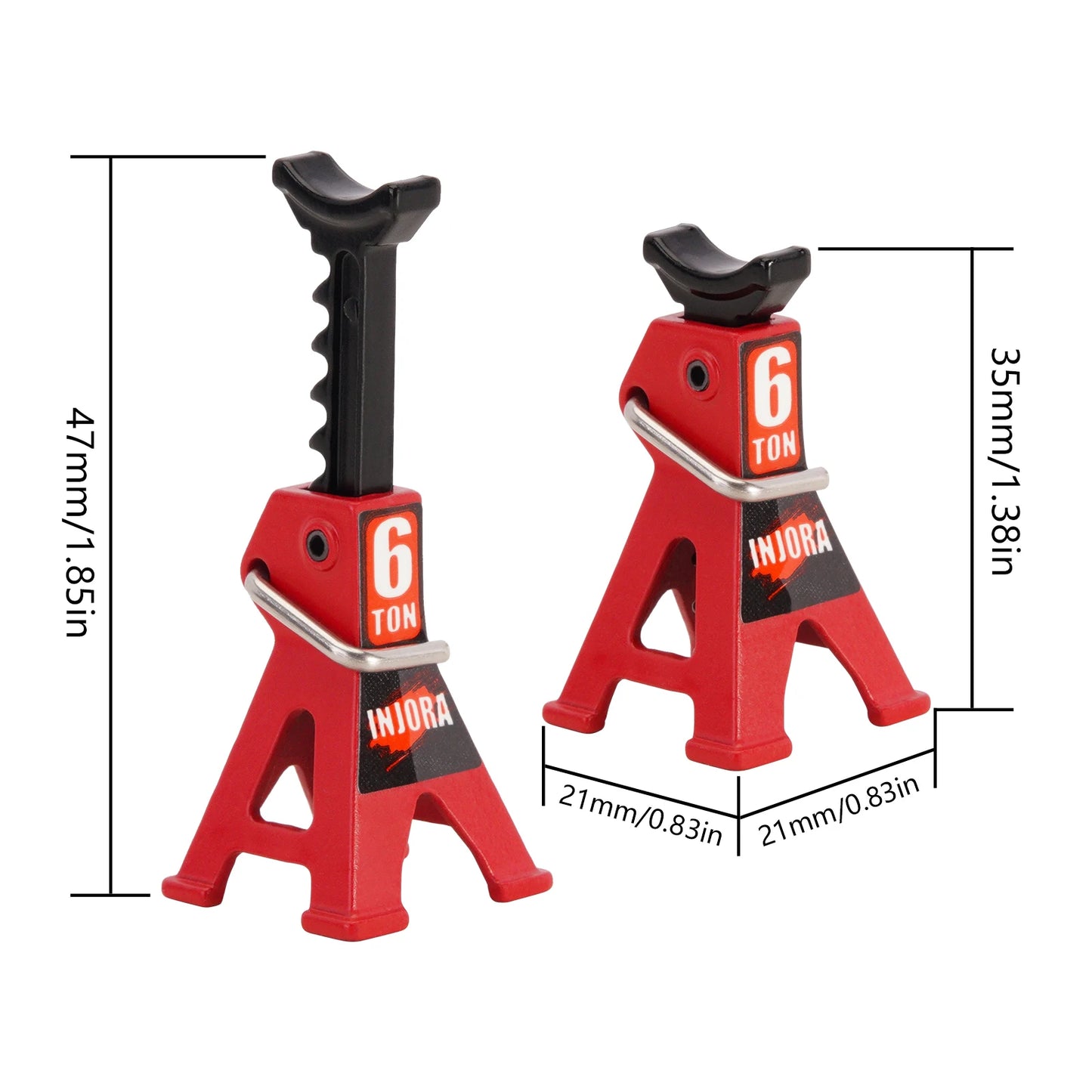 INJORA Metal Adjustable Mini Jack Stands for 1/18 1/24 RC Crawler SCX24 AX24 TRX4M FCX24