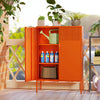 Orange 3 Tier Metal Storage Cabinet with Legs, 2 Door Metal Locker for Home, Office, Entryway and Hallway