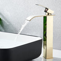 Quyanre Matte Black Waterfall Basin Faucet Single Handle Mixer Hot Cold Water Basin Crane Tap For Bathroom Wash Basin Mixer Tap