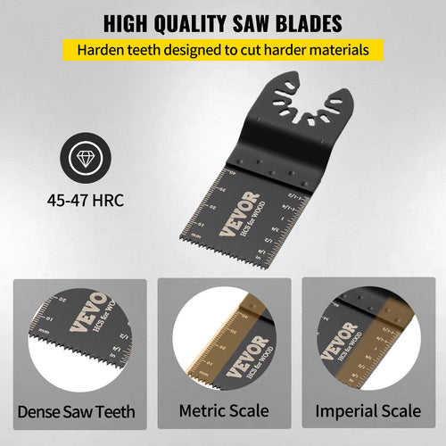 VEVOR 100PCS Oscillating Saw Blades Quick Release Multitool Blades Kit HCS Tool Blades Cut Cutter for Wood Plastic Metal Nails