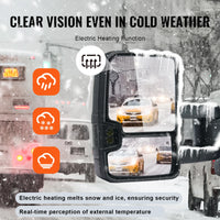 VEVOR Pair Towing Mirrors Power Heated with Signal LED Driving Light Tow Mirror for Chevrolet Silverado (2003-2021)/GMC/Cadillac