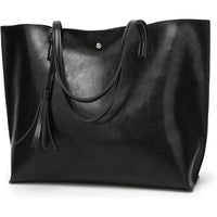 Women's Soft Faux Leather Tote Shoulder Bag From, Big Capacity Tassel Handbag