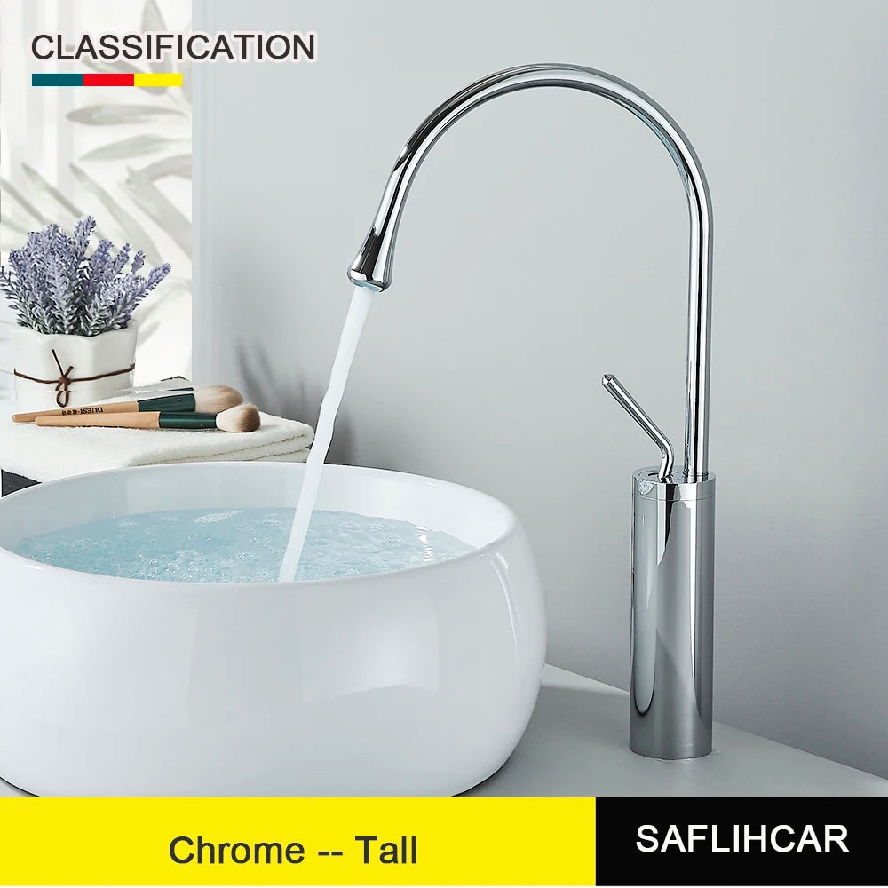 Brushed Gold Basin Faucet Black Faucet Deck Mounted Basin Sink Tap Hot & Cold Mixer Brass Tap for Bathroom