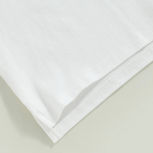 Kids Cotton Short Sleeve T-shirt Summer Casual Loose Fit Solid Color O Neck Tee for Toddler Girls and Boys