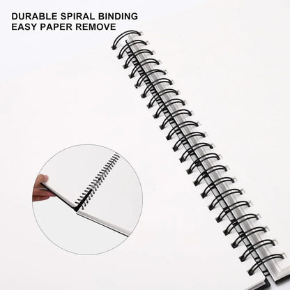 8.5x11 inch hardcover sketchbook, spiral bound sketchbook, 80 sheets of 90gsm inner paper, acid-free painting art paper