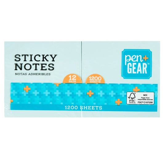 Pen + Gear Pastel Sticky Notes, 12 Pads, 1200 Sheets