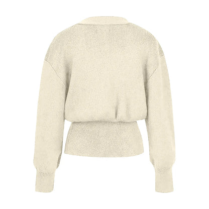 Elegant Deep V Neck Cardigan Sweaters For Women Trendy Golden Button Lightweight Sweater Pullover Women Women Pullover Sweaters