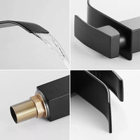 Black Waterfall Basin Sink Faucet Tall Bathroom Mixer Tap Wide Spout Vessel Sink Fauet Hot Cold Water Tap