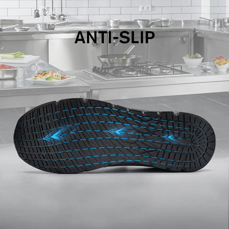 LARNMERN Chef Shoes For Men Resistant Kitchen Cook Waterproof Non Slip Work Shoes Oil-proof Safety Shoes Hotel Restaur Plus Size