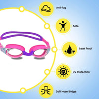 Swimming Goggles For Kids Youth Age 3-14 Years Old Anti-fog 100% UV Protection Clear Vision No Leaking Quick Adjustable Strap