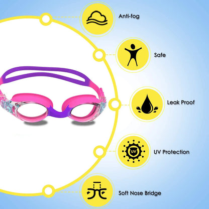 Swimming Goggles For Kids Youth Age 3-14 Years Old Anti-fog 100% UV Protection Clear Vision No Leaking Quick Adjustable Strap