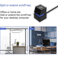 2m Computer Desktop Mechanical Switch PC Motherboard External Start Power On/Off Button Extension Cable 7 Color Lights PC Switch