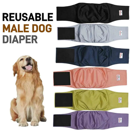 1PC Washable Male Dog Diaper Reusable Pet Sanitary Panties Nappy Belly Band Wrap Diapers Absorbent Leak Proof Pee Pant for Dogs