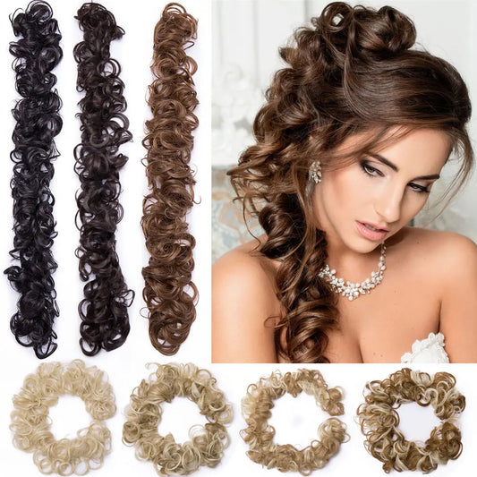 Long Messy Bun Hair Piece Curly Hair Extensions Hair Scrunchies Tousled Updo Hair Bun Hair Pieces Soft For Women Brown Black