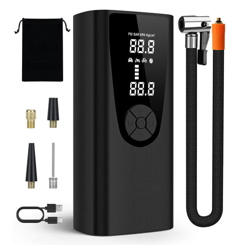 Portable Tire Inflator Air Compressor - 150 PSI Fast Inflation with Digital Display & LED Lighting