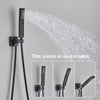 Matte Black Wall Mount Bathroom Shower Faucet 8/10/12/16 Inch Rainfall Mixed Hot Cold Water Mixer Bathtub Tap with Hand Sprayer