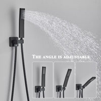 Matte Black Wall Mount Bathroom Shower Faucet 8/10/12/16 Inch Rainfall Mixed Hot Cold Water Mixer Bathtub Tap with Hand Sprayer