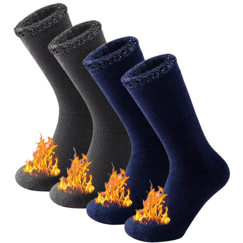 2 Pairs Pack Winter Thermal Socks For Men Women Cold Weather Insulated Socks Outdoor Hiking Skiing Warm Snow Thick Heated Socks