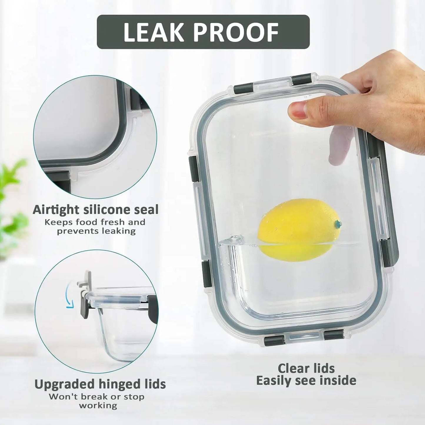 [10-Pack] Glass Meal Prep Containers W/ Lids, MCIRCO Food Storage Containers W/ Snap Locking Lids, Airtight Lunch Containers,