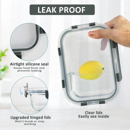 [10-Pack] Glass Meal Prep Containers W/ Lids, MCIRCO Food Storage Containers W/ Snap Locking Lids, Airtight Lunch Containers,