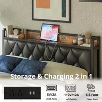 ANCTOR Bed Frames, Twin Queen CaliforniaKing Size Storage Headboard Outlets Easy Install Sturdy Stable, No Noise No Box Springs