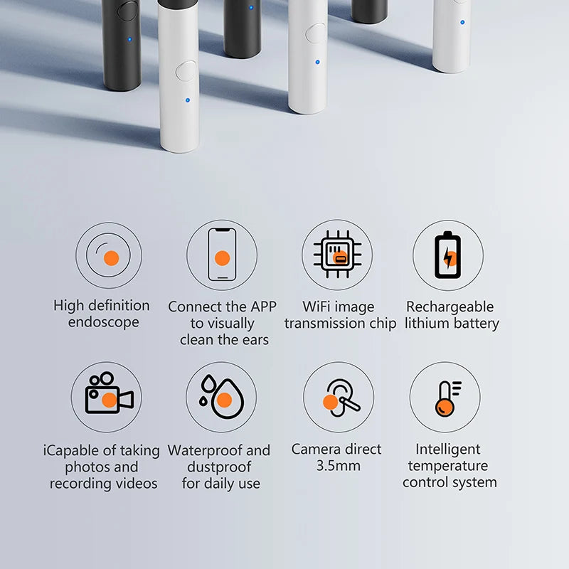 Ear Wax Removal Wireless Intelligent Visual Ear Picker 1080P 3.9MM HD Otoscope with 6 LED Ear Cleaner for iOS & Android