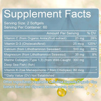 Type 1 & 3 Collagen Bone Complete Formula with Vitamins and Minerals to Support Bone Growth, Skin Health, 120 Capsules