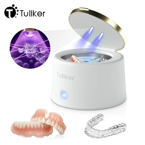 Tullker Household Ultrasonic Retainer Cleaner for Denture Jewelry Braces Cleaning with UV Light