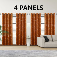 4PCSBlackout Curtains Grommet Thermal Insulated Room Darkening  With Circle And Dots Foil Printed For Bedroom