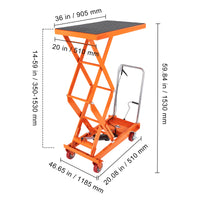 VEVOR 330/770/1760Lbs Lifting Platform Hydraulic Car Lift Table Cart Heavy Duty Double Shear Wheelbarrow for Repair Motorcycl