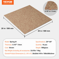 VEVOR Carpet Tiles Reusable, 24"x 24"Carpet Squares With Padding Attached, Soft Padded Carpet Tiles, Easy Install DIY for Bedroo