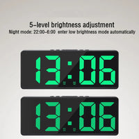 Digital Alarm Clock Voice Control Teperature Snooze Night Mode Desktop Table Clock 12/24H Anti-disturb Funtion LED Clocks Watch