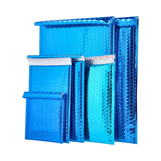 50 Glamour Metallic Blue Poly Bubble Mailers Envelopes Bag 13.75"x11" Extra Wide