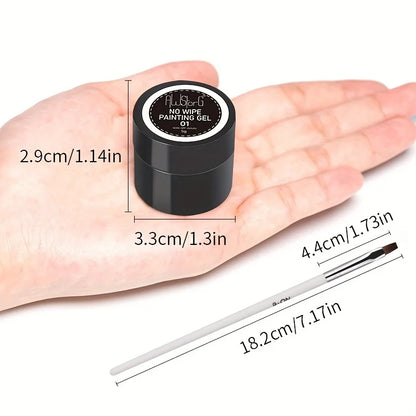 AWStorG 7Pcs/Set Not Flowing 4 In 1 Solid No Wipe Painting Gel Varnish Black White Color Painting Liner Nail Art Glitter UV Gel