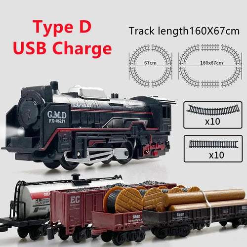Classical Railway Freight Train Toy Electric Christmas Train Track Set with Light Tracks Model Toys for Kids Gift Children EzBuyCo