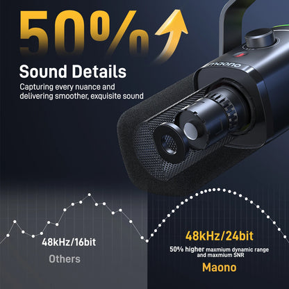 MAONO PD100X Dynamic Microphone.Software Noise Reduction Included.RGB gaming mic.Enhances gaming experience.Ideal for recording