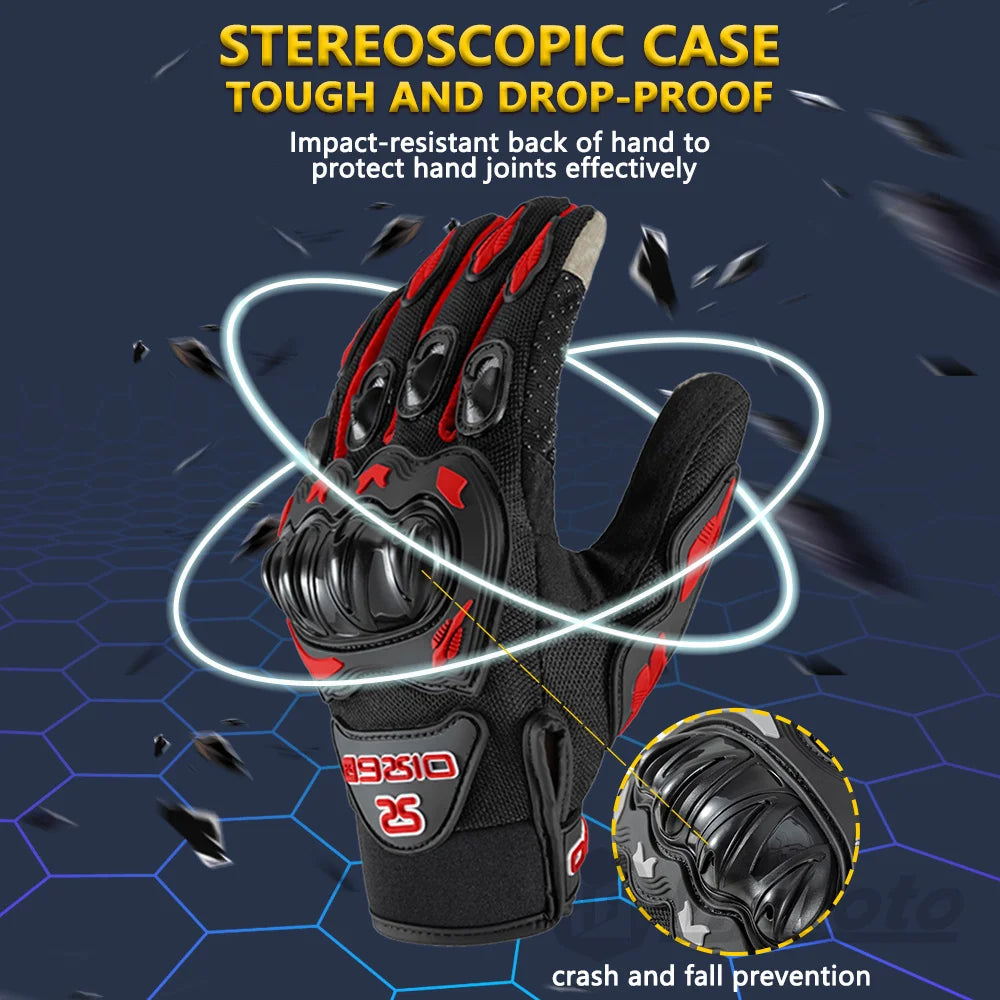 Summer Breathable Full Finger Motorcycle Gloves Non-slip Wear-resistant Motocross Racing Gloves Touch Screen Moto Biker Gloves