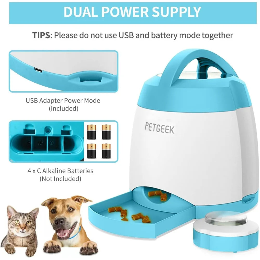 Automatic Treat Dispenser with Remote Button, Puzzle Memory Training Activity Toy- IQ Training Feeder, Pet Automatic Feeders