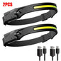 Sensor Headlamp LED Head Flashlight Rechargeable Headlight Head Torch Built-in Battery 5 Lighting Modes Fishing Camping Lantern