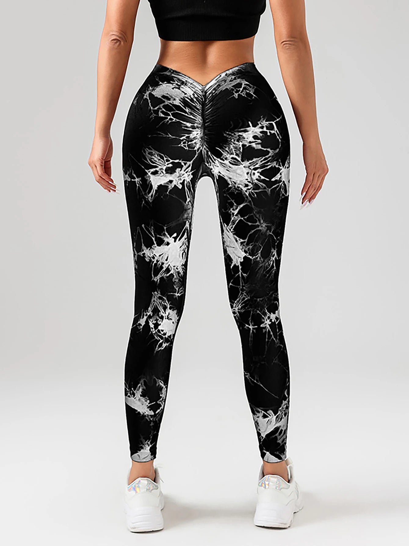 US Local Women‘s Spandex Tie Dye Scrunch Butt Lifting V Back Leggings Buttery Soft High Waist Booty Yoga Pants