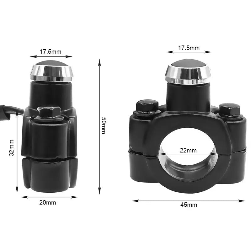 22mm 7/8" Handlebar Motorcycle Switch Self-locking ON OFF Button LED Lights Headlight fog lamp Switches For Cafe Racer Motorbike