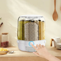 Rotating Food Storage Containers Rice Distributor Transparent Large Capacity Beans Grain Container With Lid